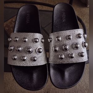 Prima Silver Glitter Slides